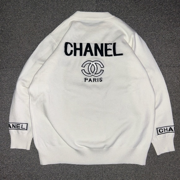 Rare Custom White Black Designer Crewneck Sweater